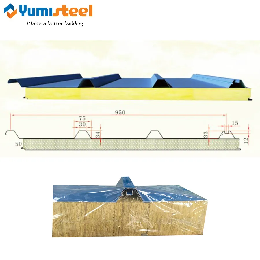 50 毫米 Z 锁定金属岩棉夹芯板屋顶
