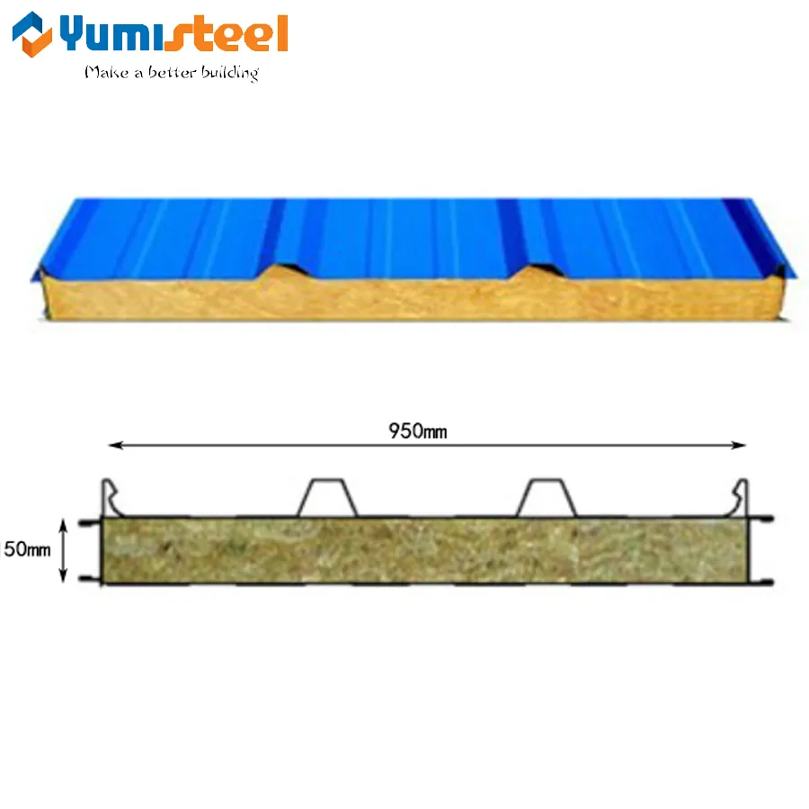 150 毫米外屋顶岩棉 4 肋夹芯板