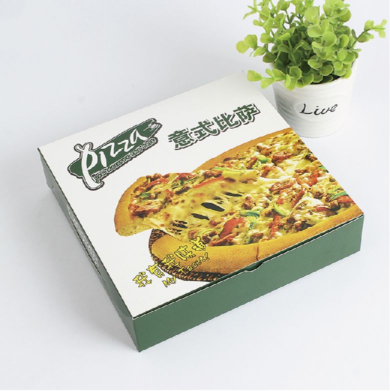 设计支持定制绿色比萨包装盒批发出售
