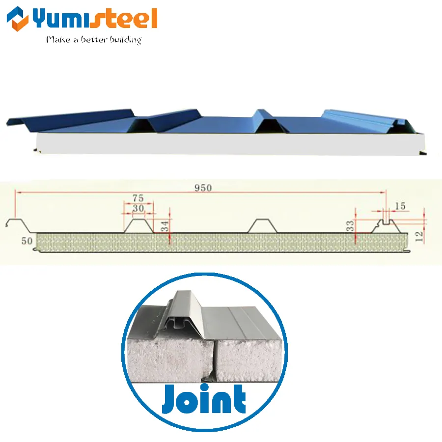 50mm结构绝缘彩色EPS夹芯板屋顶