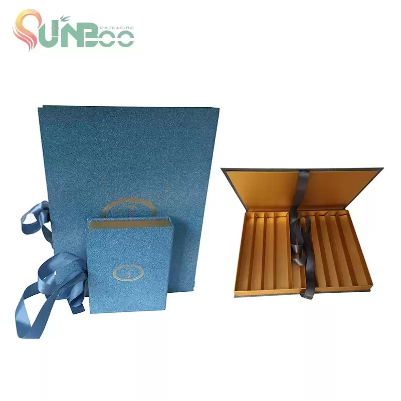 可爱的蓝色巧克力盒，带漂亮的丝带-SP-BOX053