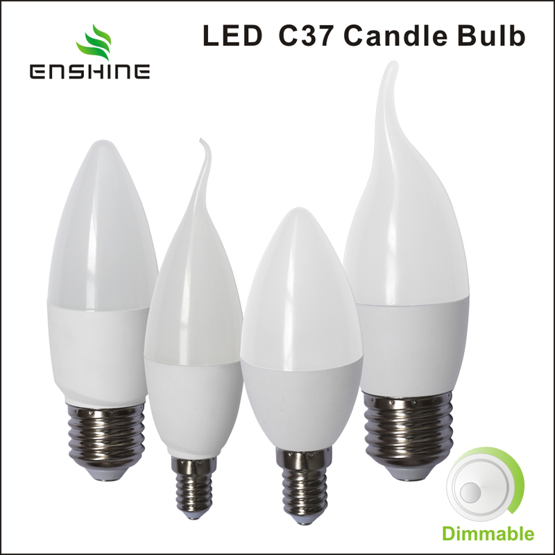 3W - 7W 白色可调光 LED 蜡烛灯 C37 YX-CD7