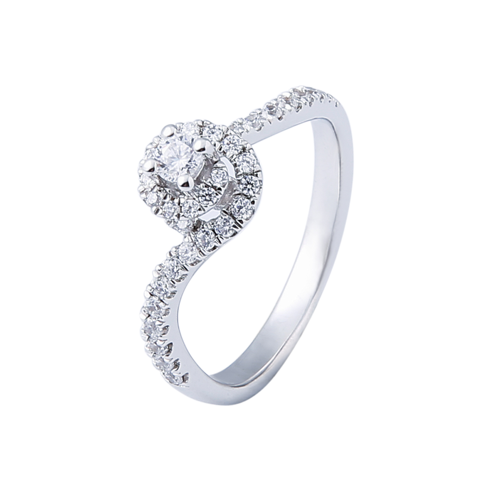 时尚钻石结婚S925纯银戒指