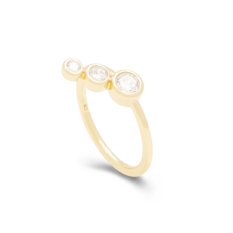 立方氧化锆银环带黄金戒指