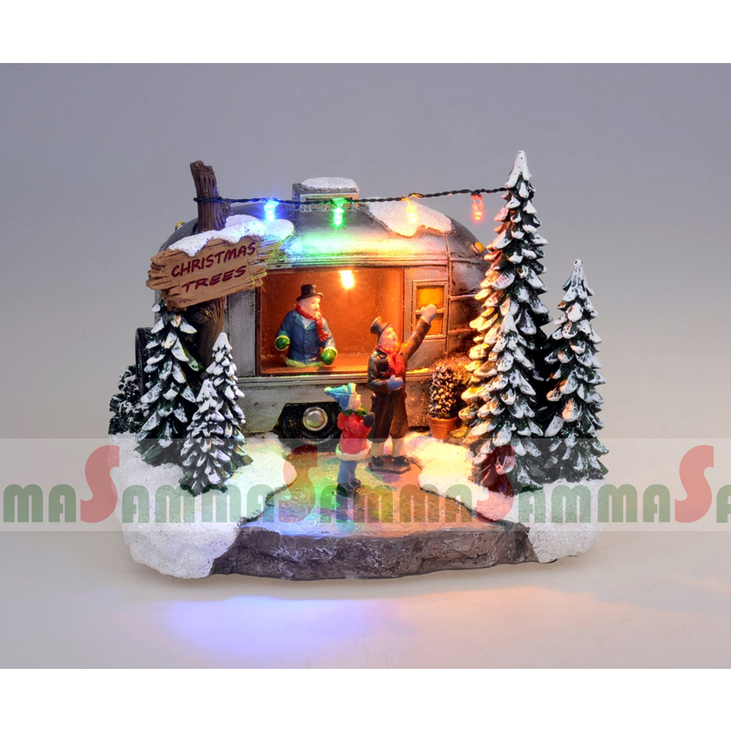 Polyresin LED点燃了拖车摊位圣诞装饰