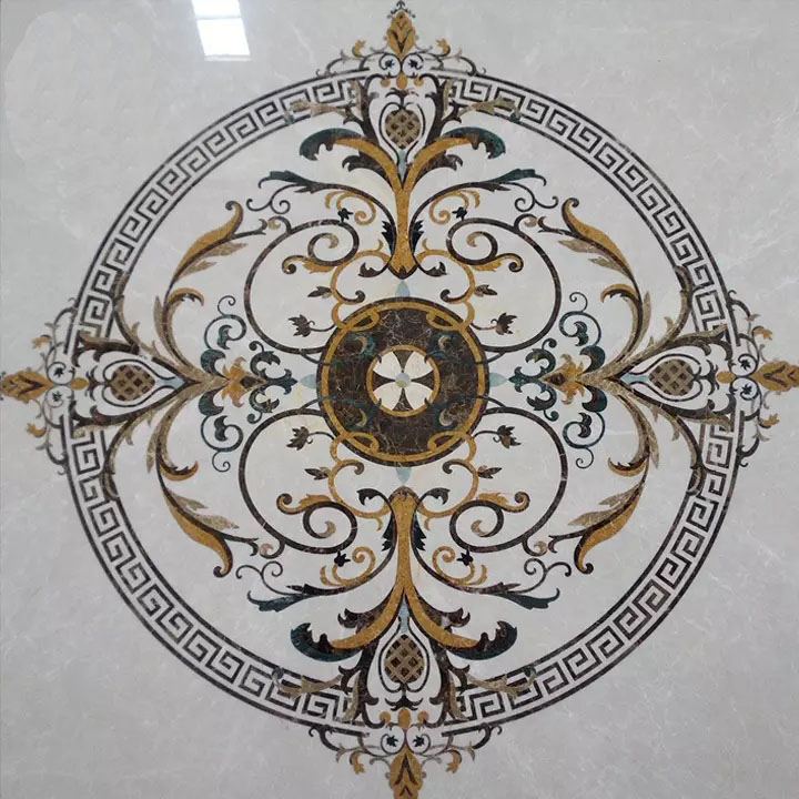 水刀大理石图案镶嵌设计切割水刀瓷砖地板奖章