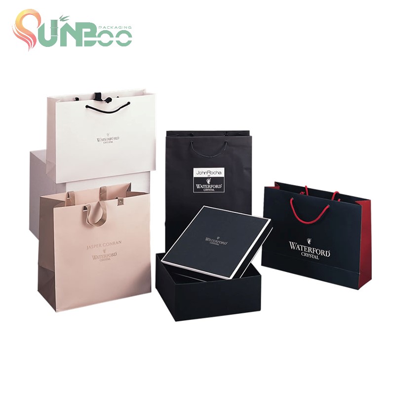 粉红丝带和漂亮的手提袋和盒子礼品套装-SP-BOX061