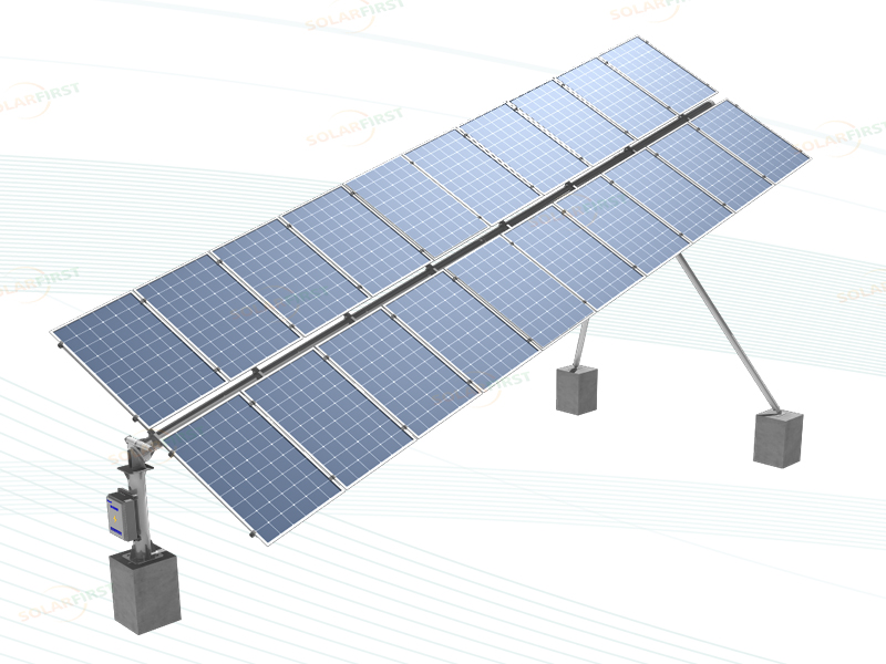 倾斜的单轴太阳能跟踪器，带倾斜模块