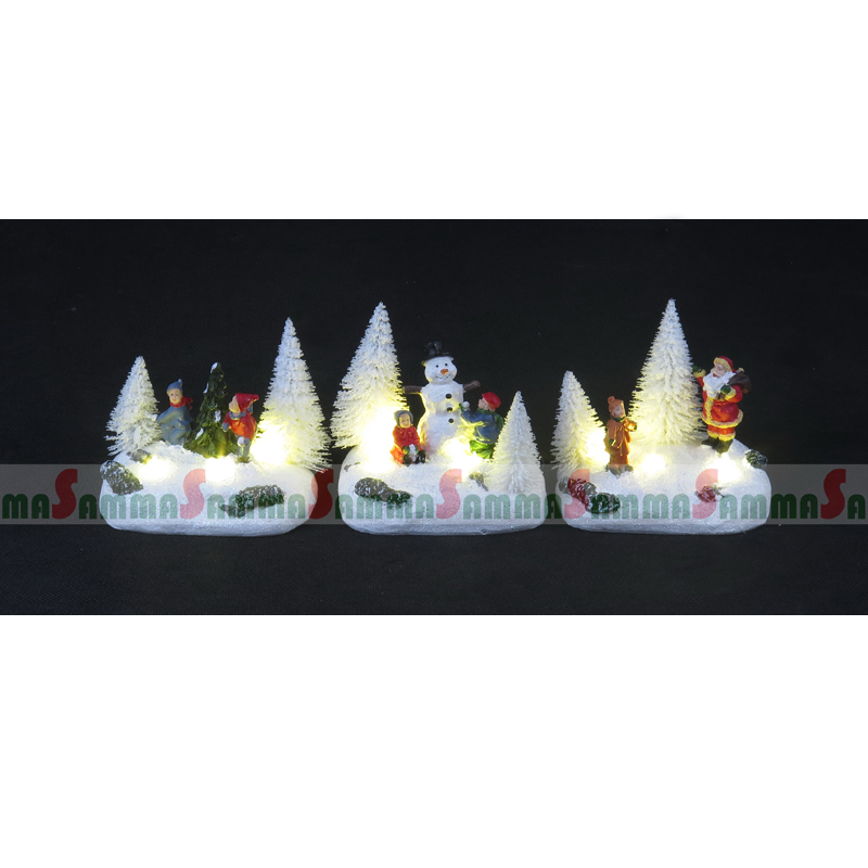 LED点亮了Polyresin Xmas场景与白色树